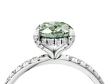 White gold Fancy Green Oval Cut Diamond Solitaire Ring with Four-Prong Setting and Pavé Band_19