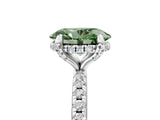 White gold Fancy Green Oval Cut Diamond Solitaire Ring with Four-Prong Setting and Pavé Band_20