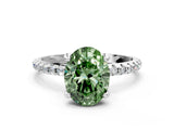 White gold Fancy Green Oval Cut Diamond Solitaire Ring with Four-Prong Setting and Pavé Band_21