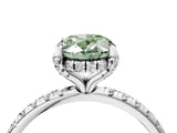 White gold Fancy Green Oval Cut Diamond Solitaire Ring with Four-Prong Setting and Pavé Band_25