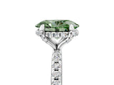 White gold Fancy Green Oval Cut Diamond Solitaire Ring with Four-Prong Setting and Pavé Band_26