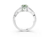 White gold Fancy Green Oval Cut Diamond Solitaire Ring with Four-Prong Setting and Twisted Pavé Band_37