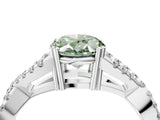 White gold Fancy Green Oval Cut Diamond Solitaire Ring with Four-Prong Setting and Twisted Pavé Band_38