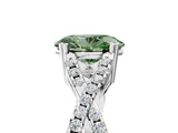 White gold Fancy Green Oval Cut Diamond Solitaire Ring with Four-Prong Setting and Twisted Pavé Band_40