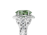White gold Fancy Green Oval Cut Diamond Solitaire Ring with Hidden Halo and Pavé Band_74