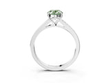 White gold Fancy Green Oval Cut Diamond Solitaire Ring with Pavé Band and Prong Setting_15