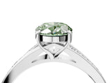 White gold Fancy Green Oval Cut Diamond Solitaire Ring with Pavé Band and Prong Setting_16