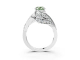 White gold Fancy Green Oval Cut Diamond Solitaire Ring with Prong Setting and Twisted Pavé Band_15