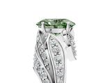 White gold Fancy Green Oval Cut Diamond Solitaire Ring with Prong Setting and Twisted Pavé Band_17