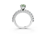 White gold Fancy Green Oval Cut Diamond Solitaire Ring with Shared Prong Pavé Band and Four-Prong Setting_72
