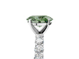 White gold Fancy Green Oval Cut Diamond Solitaire Ring with Shared Prong Pavé Band and Four-Prong Setting_74