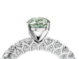 White gold Fancy Green Oval Cut Diamond Solitaire Ring with Shared Prong Pavé Band and Four-Prong Setting_74
