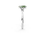 White gold Fancy Green Oval Cut Diamond Solitaire Ring with Six-Prong Setting and Classic Band_317