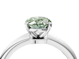 White gold Fancy Green Oval Cut Diamond Solitaire Ring with Six-Prong Setting and Classic Band_318