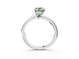 White gold Fancy Green Oval Cut Diamond Solitaire Ring with Six-Prong Setting and Classic Band_318