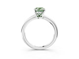 White gold Fancy Green Oval Cut Diamond Solitaire Ring with Six-Prong Setting and Classic Band_322