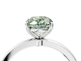 White gold Fancy Green Oval Cut Diamond Solitaire Ring with Thin Band and Prong Setting_22