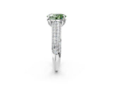 White gold Fancy Green Oval Cut Diamond Solitaire Ring with Three-Row Pavé Band and Four-Prong Setting_50
