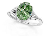 White gold Fancy Green Oval Cut Diamond Solitaire Ring with Twist Band and Four-Prong Setting_81