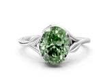 White gold Fancy Green Oval Cut Diamond Solitaire Ring with Twist Band and Four-Prong Setting_81