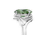 White gold Fancy Green Oval Cut Diamond Solitaire Ring with Twist Band and Four-Prong Setting_85