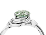 White gold Fancy Green Oval Cut Diamond Solitaire Ring with Twist Band and Four-Prong Setting_85
