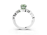 White gold Fancy Green Oval Cut Diamond Solitaire Ring with Twisted Band and Prong Setting_351