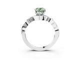 White gold Fancy Green Oval Cut Diamond Solitaire Ring with Twisted Band and Prong Setting_359
