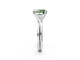 White gold Fancy Green Oval Cut Diamond Solitaire Twist Band Prong Setting Ring_93