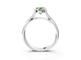 White gold Fancy Green Oval Cut Diamond Solitaire Twist Band Prong Setting Ring_94