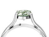 White gold Fancy Green Oval Cut Diamond Solitaire Twist Band Prong Setting Ring_95