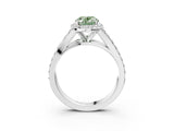 White gold Fancy Green Oval Cut Diamond Split Shank Halo Ring with Four-Prong Setting_73