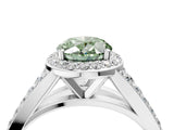 White gold Fancy Green Oval Cut Diamond Split Shank Halo Ring with Four-Prong Setting_74