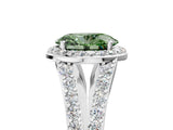 White gold Fancy Green Oval Cut Diamond Split Shank Halo Ring with Four-Prong Setting_75