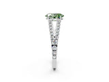White gold Fancy Green Oval Cut Diamond Split Shank Pavé Engagement Ring with Four-Prong Setting_90