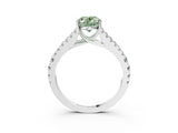 White gold Fancy Green Oval Cut Diamond Split Shank Pavé Engagement Ring with Four-Prong Setting_92