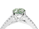 White gold Fancy Green Oval Cut Diamond Split Shank Pavé Engagement Ring with Four-Prong Setting_93