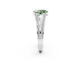 White gold Fancy Green Oval Cut Diamond Split Shank Ring with Pavé Band and Four-Prong Setting_42