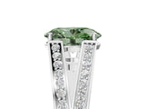 White gold Fancy Green Oval Cut Diamond Split Shank Ring with Pavé Band and Four-Prong Setting_49
