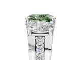 White gold Fancy Green Oval Cut Diamond Three-Stone Ring with Channel Set Band and Four-Prong Setting_66