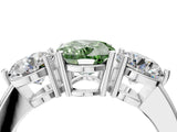 White gold Fancy Green Oval Cut Diamond Three-Stone Ring with Prong Setting and Classic Band_95