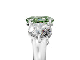 White gold Fancy Green Oval Cut Diamond Three-Stone Ring with Prong Setting and Classic Band_96