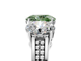 White gold Fancy Green Oval Cut Diamond Three-Stone Ring with Prong Setting and Textured Band_17