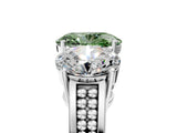 White gold Fancy Green Oval Cut Diamond Three-Stone Ring with Prong Setting and Textured Band_5