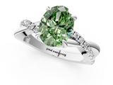 White gold Fancy Green Oval  Cut Diamond Twist Band Solitaire with Prong Setting_56