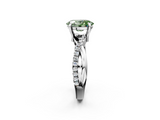 White gold Fancy Green Oval  Cut Diamond Twist Band Solitaire with Prong Setting_57