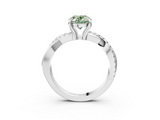 White gold Fancy Green Oval  Cut Diamond Twist Band Solitaire with Prong Setting_58