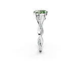 White gold Fancy Green Oval  Cut Diamond Twisted Band Engagement Ring with Prong Setting_5