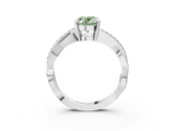 White gold Fancy Green Oval  Cut Diamond Twisted Band Engagement Ring with Prong Setting_6