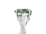 White gold Fancy Green Oval  Cut Diamond Twisted Band Engagement Ring with Prong Setting_8